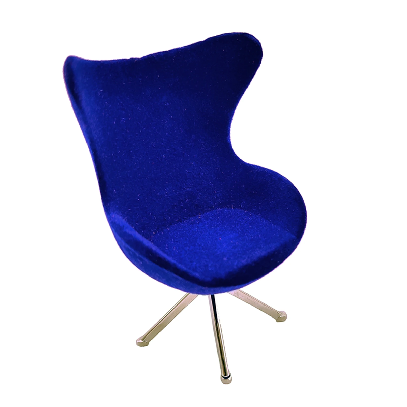 1PCS 1/12 Scale Dollhouse Miniature Blue Flocking Seat Swan Chair Home Modern