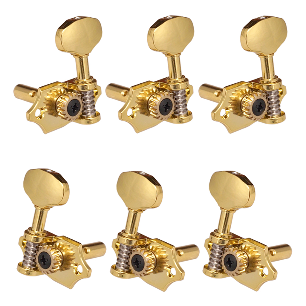 Tooyful 3x Left + 3x Right Gold Acoustic/Classical Guitar Replacement Tuning Pegs Tuning Keys Tuners Gear Ratio: 18:1