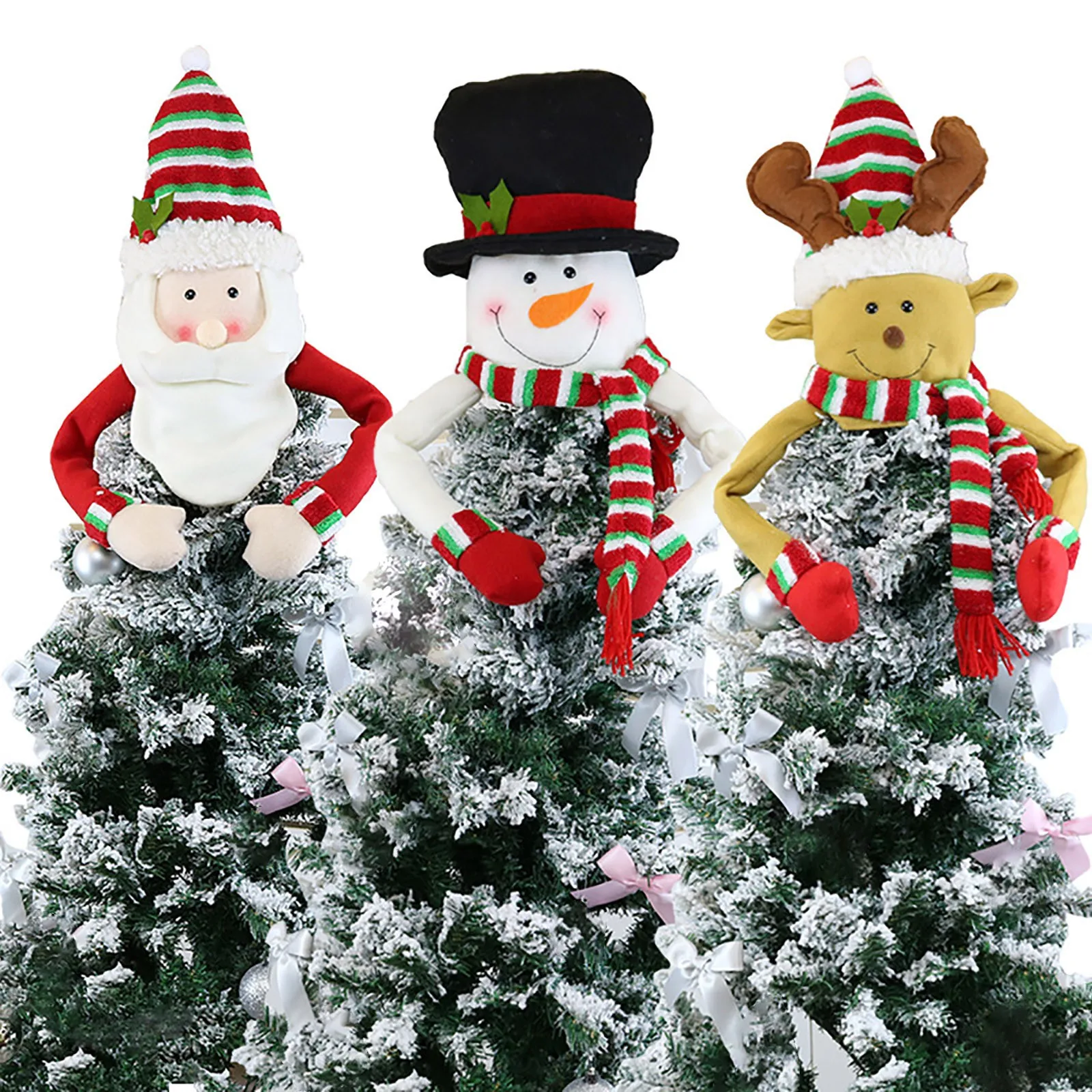 Christmas Tree Topper Snowman Hugger Holiday Party Decoration Ornament Supplies 