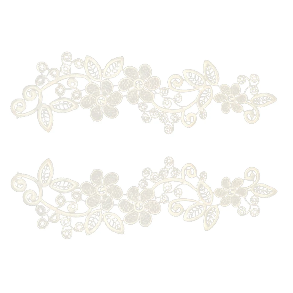 fityle 1 Pair White Embroidered Floral Neckline Lace Collar for DIY Sewing Craft for bridal wedding apparel DIY Sewing Projects