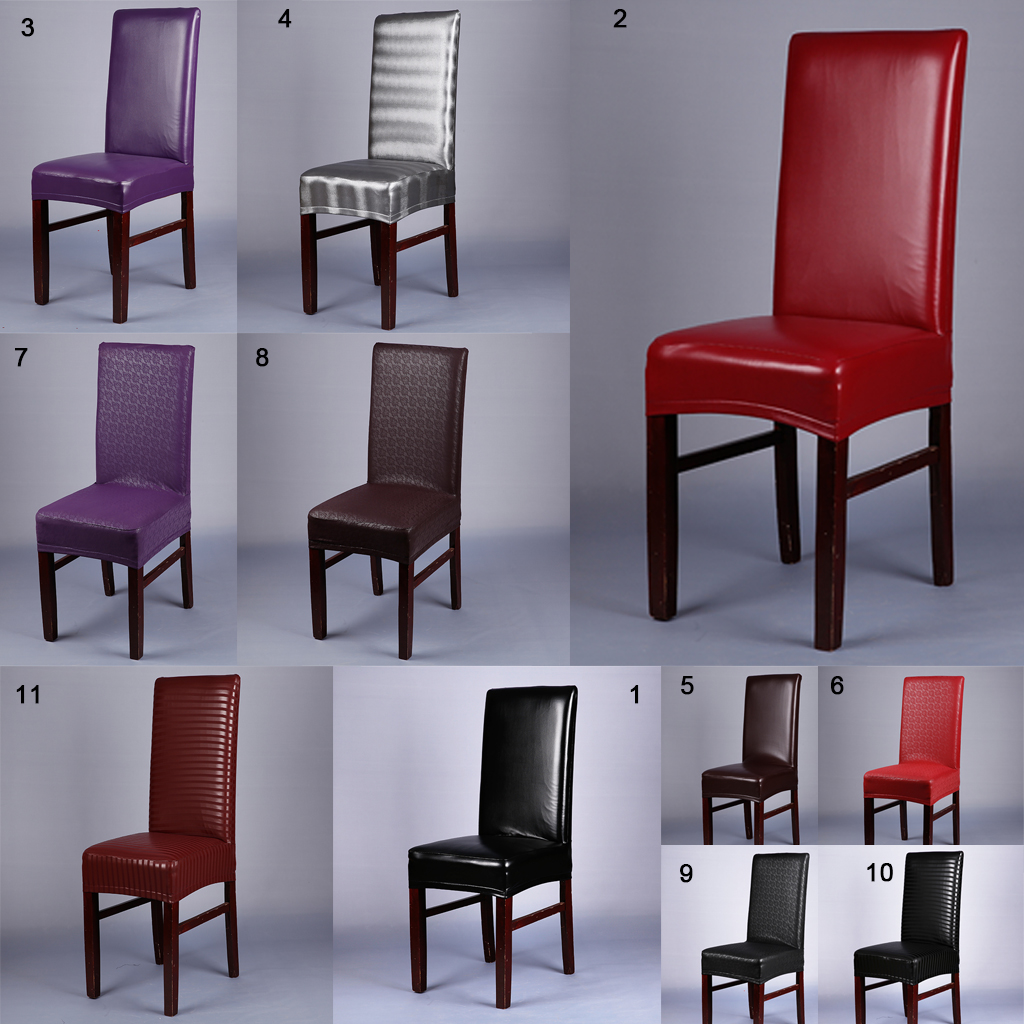 Removable PU Material Seat Cover Kitchen Bar Dining Chair Cover Hotel Restaurant Decor Waterproof