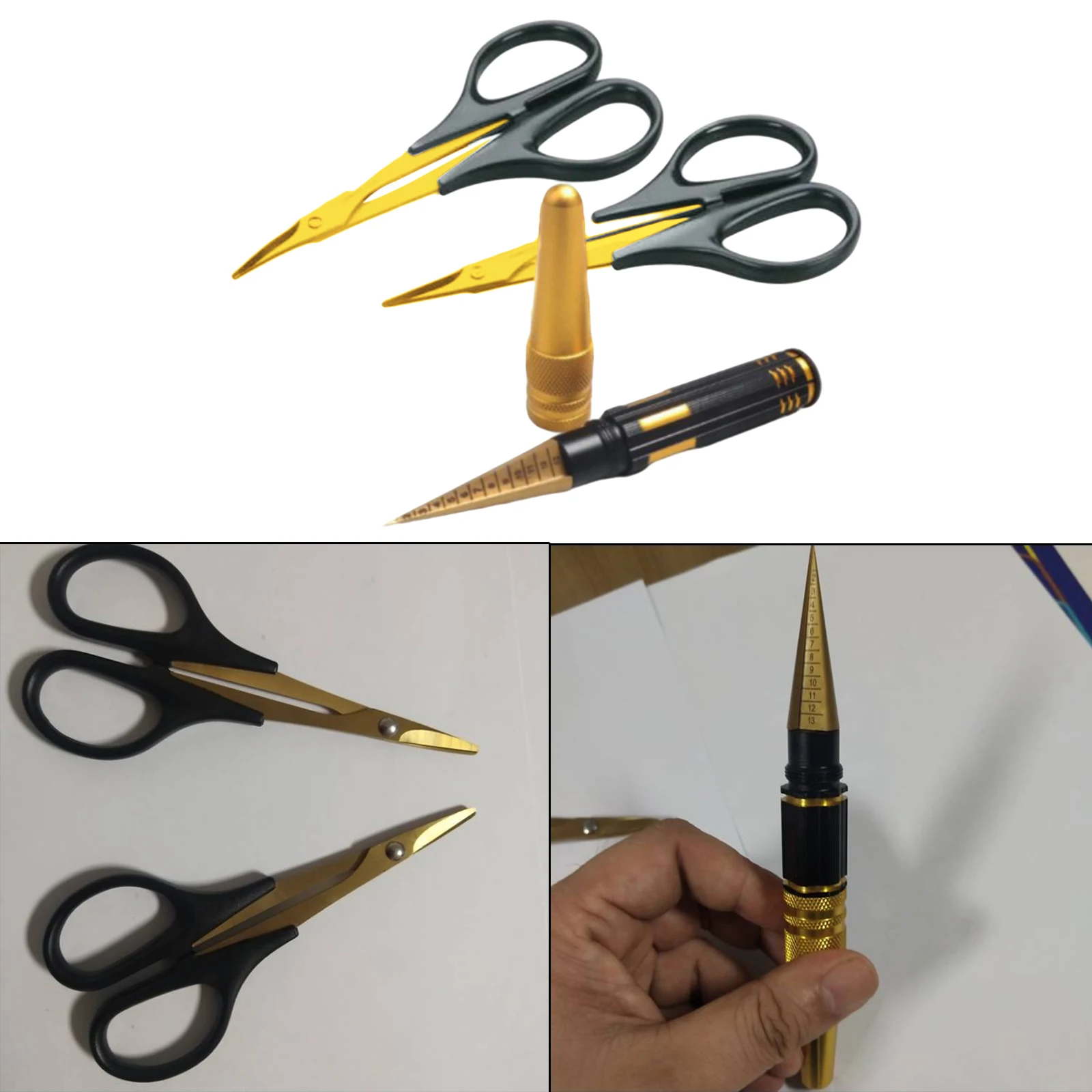 3 in 1 Portable Hole Opener Puncher Curved Scissors DIY Tool Set for RC Car Shell Repairing Accessories
