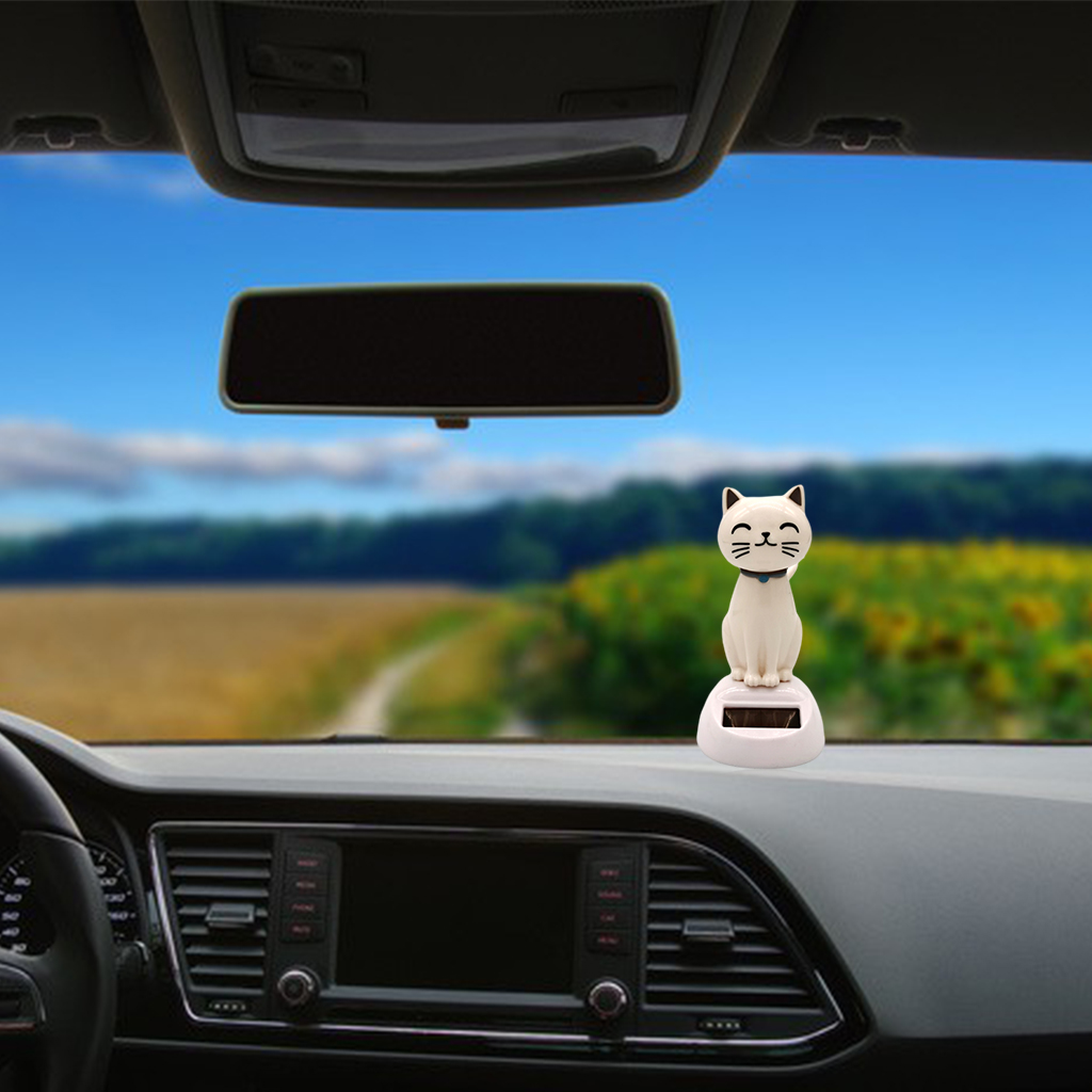 Solar Power Shaking Head Dancing Little Cat Desk Table Top Home Car Interior Decor Bobble Head Doll Dancing Toy Birthday Gift