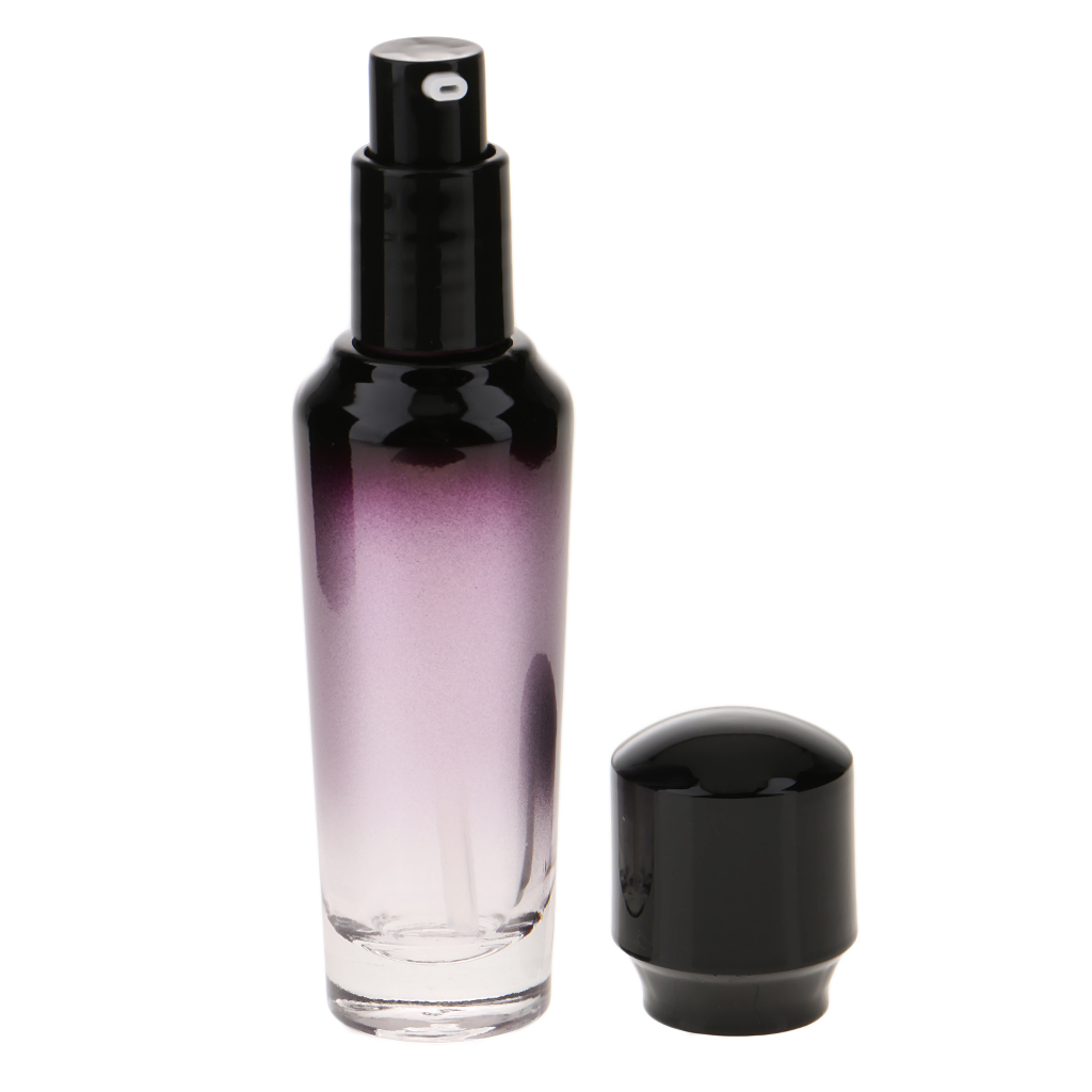 Empty Purple Glass Pump Bottle Makeup Lotions Gel Serum Container 35ml