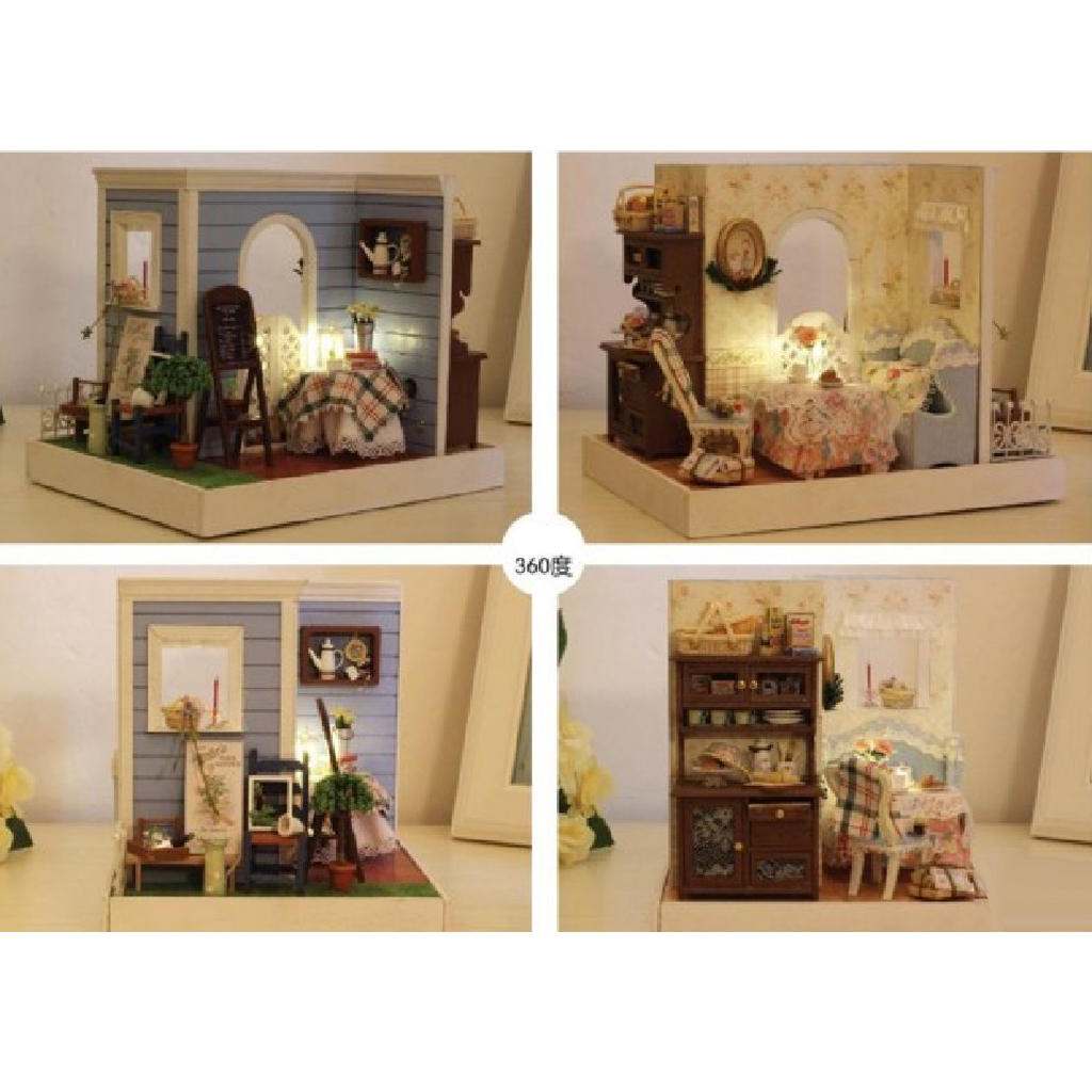 1/24 DIY Handcraft Miniature Project Sweet Wooden Two-Sided Doll House Baking House