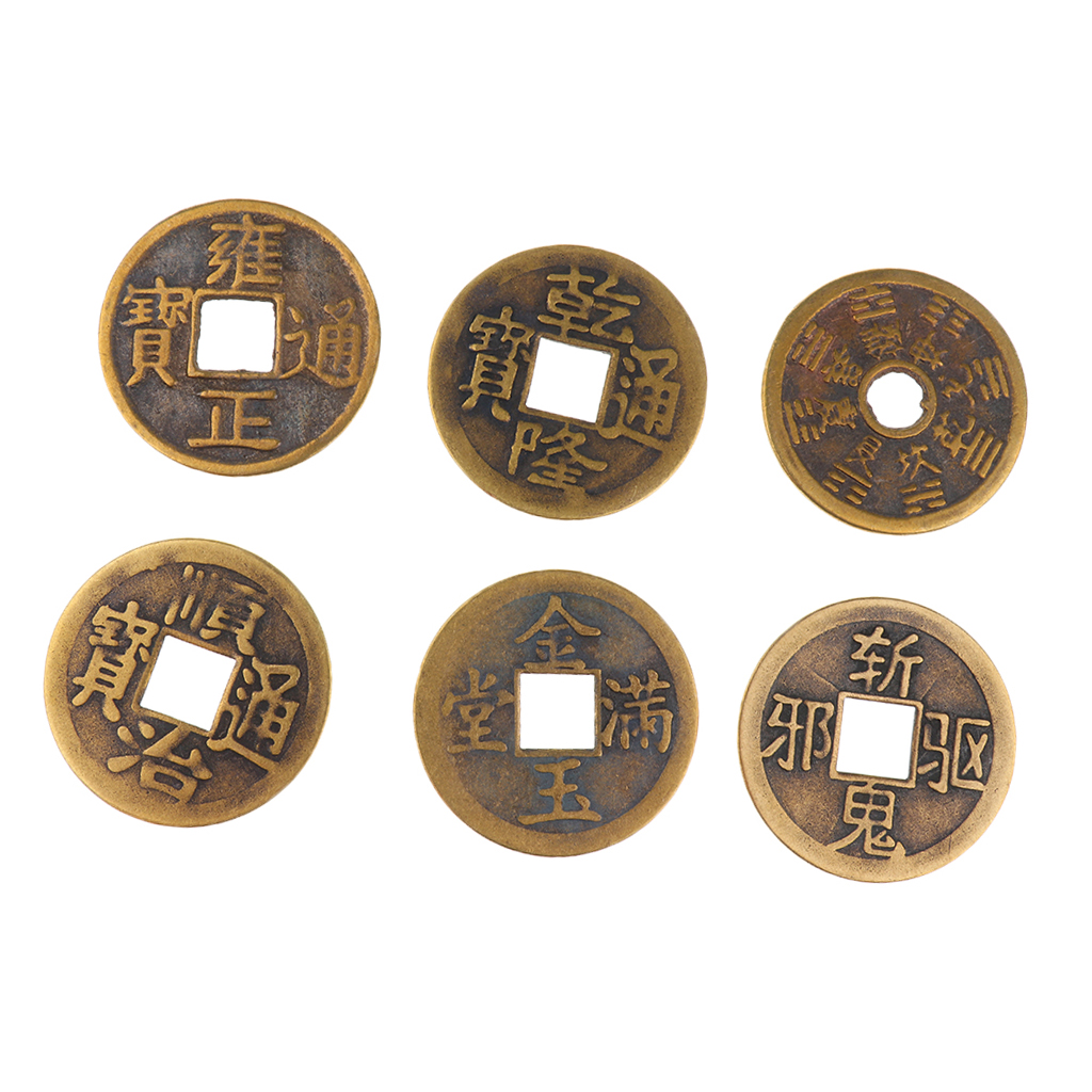 Set of 6 Feng Shui Coins Chinese I-Ching Coins Fortune Coin 4.2cm (1.65'')