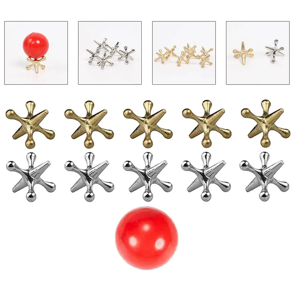 Metal Play Jacks Game with Bouncy Ball Child Kids Classic Prizes Party Toys
