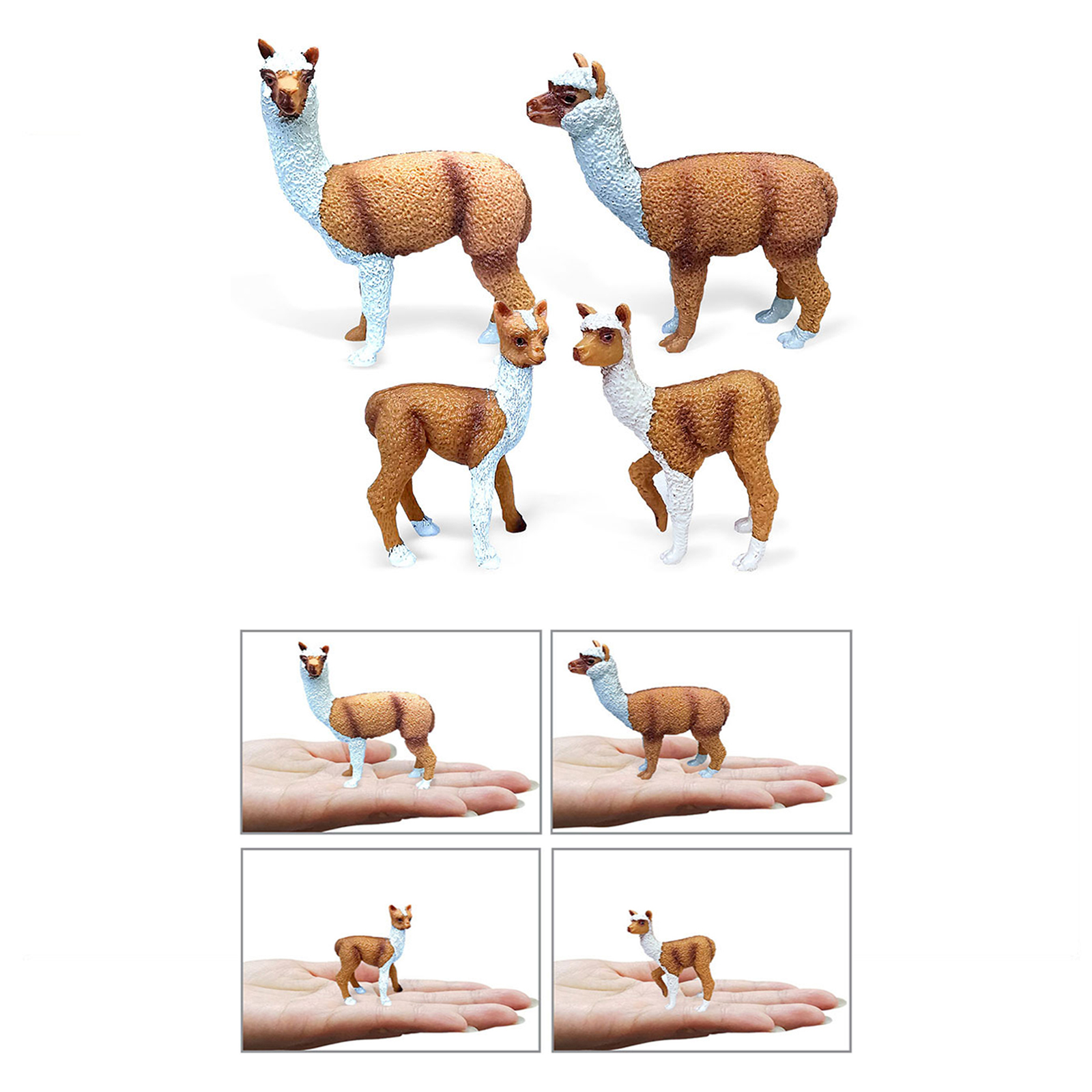 4/Set PVC Lifelike Alpaca Figure Plastic Zoo Animal Model Tabletop Ornaments