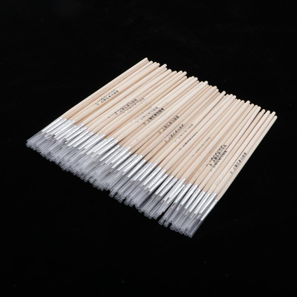 100x Wood Nylon Pointed Tips Brush Painting Coloring Pen For Oil Acrylic Art
