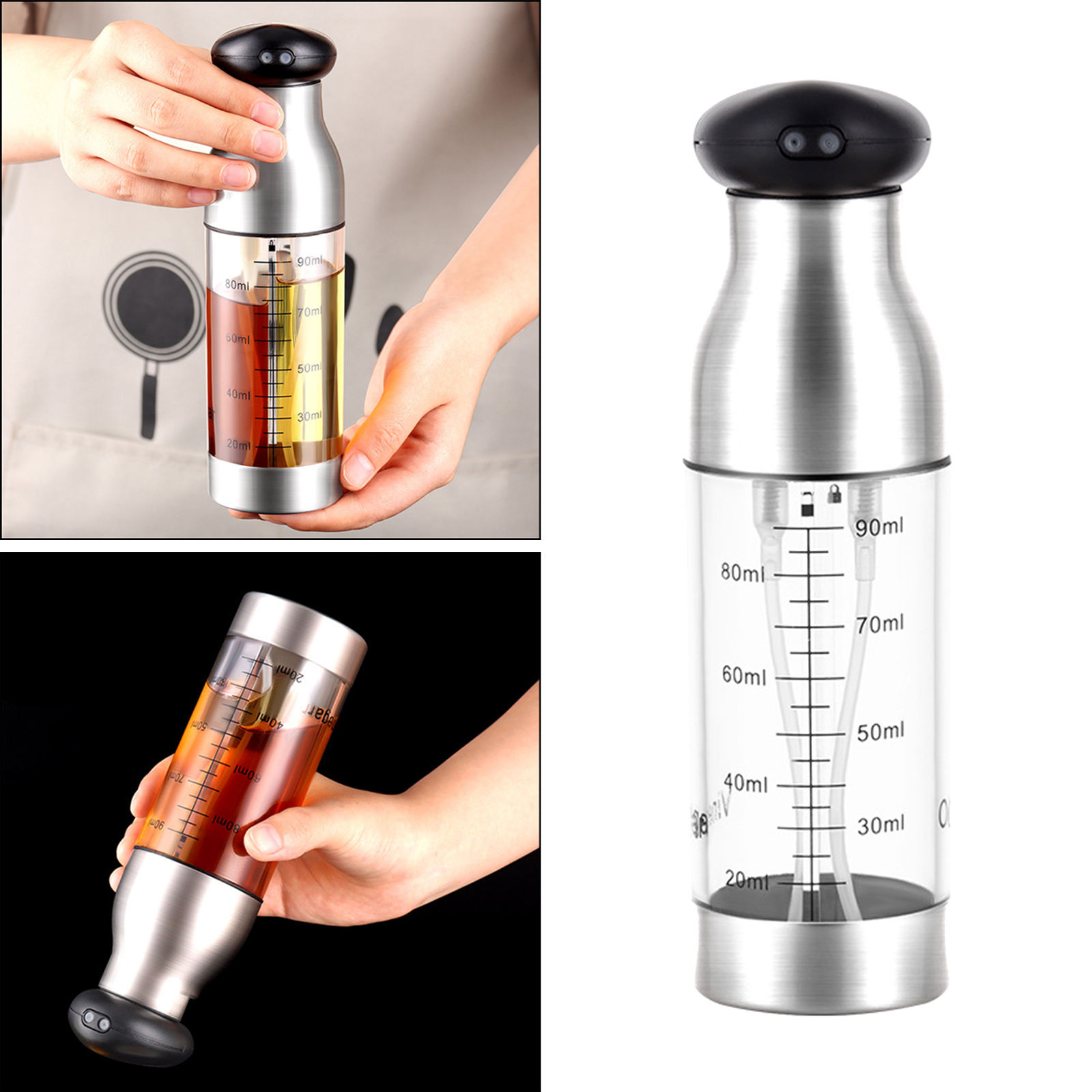 Oil Sprayer Bottle Double Nozzles Kitchen Gadget for Outdoor Barbecue Frying