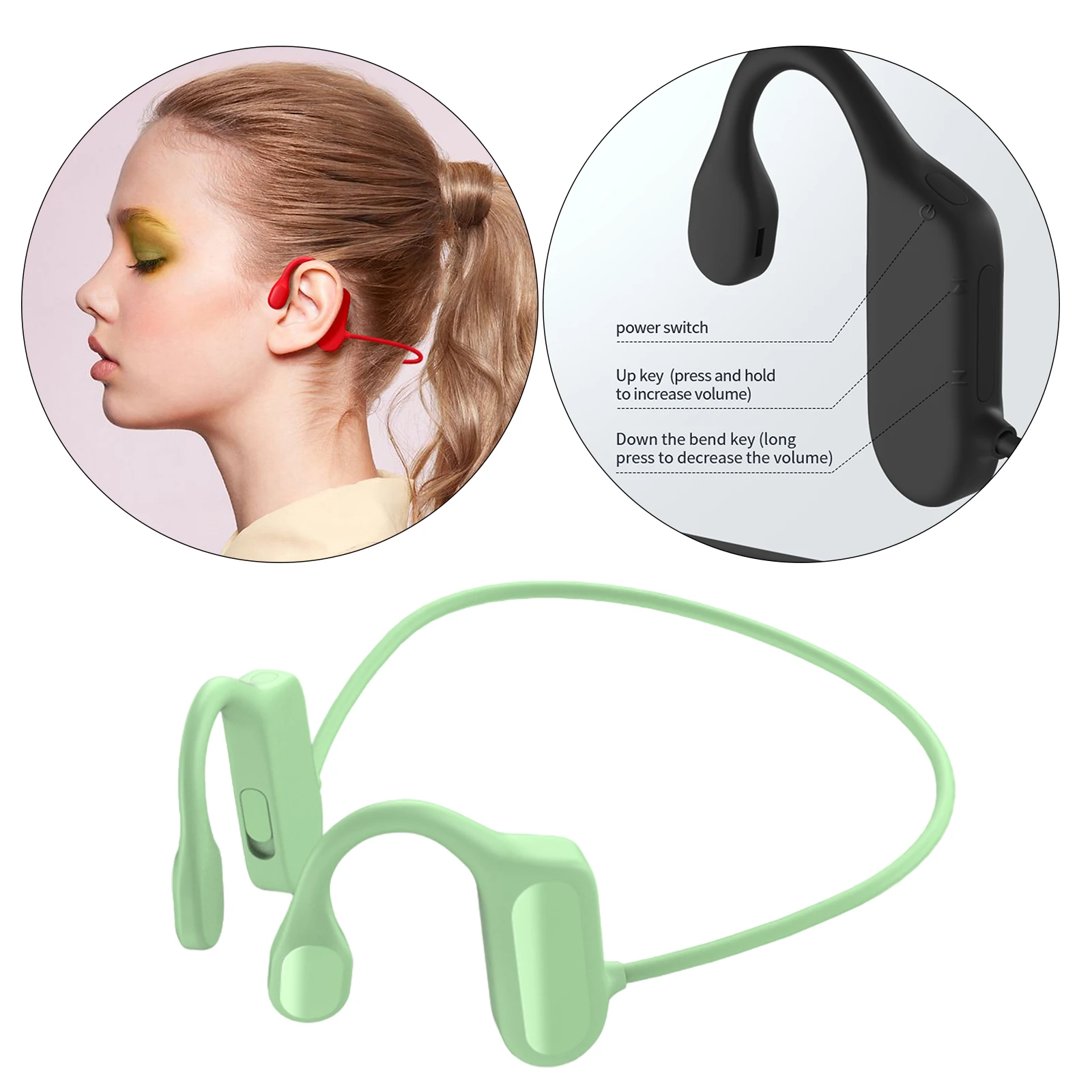 Bone Conduction Wireless Headphones Double Ears Headset Earphone for Cycling Sport Jogging Indoor Running