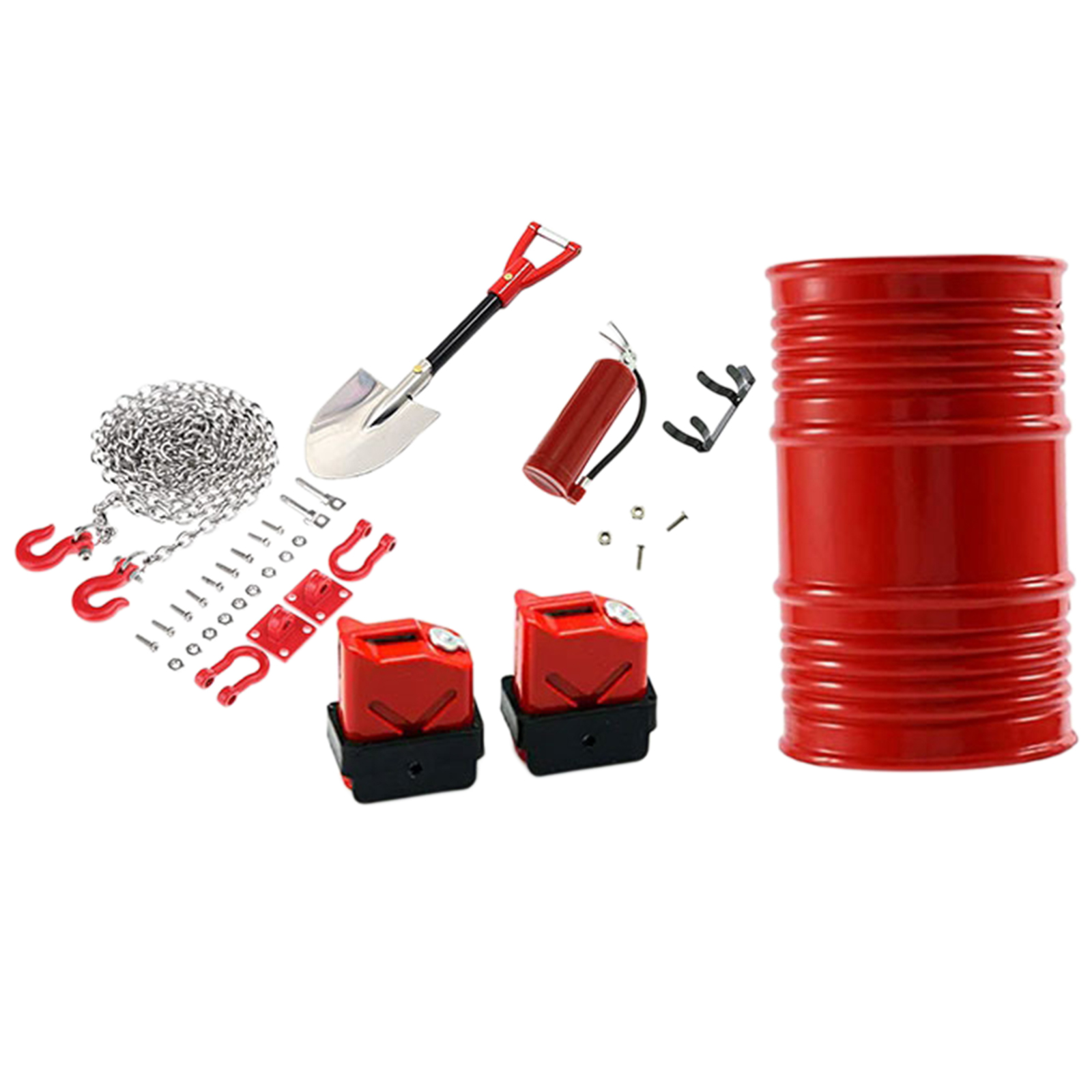 RC Car Decor Fire Extinguisher Set  Buckle,Chain Hook Oil Drum Model