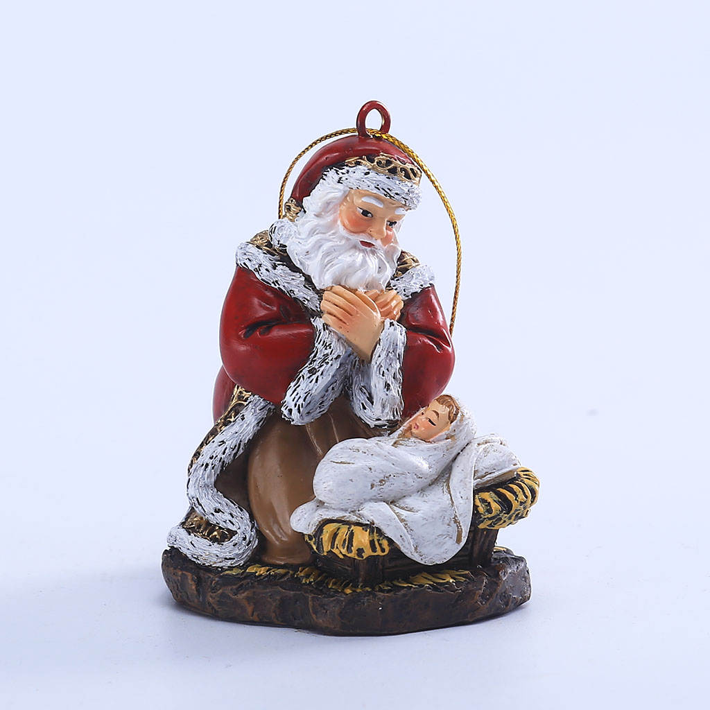 Santa Waiting Pendant with Rope Compact Hanging Handmade Crafts Exquisite Detail for Garden Indoor Outdoor Holiday Decor Window
