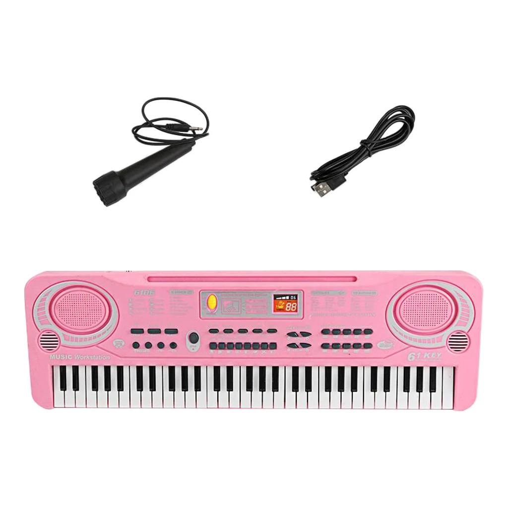 Kids Piano Keyboard, 61 Keys Electronic Organ USB Digital Keyboard Piano Musical Instrument with Microphone, Gift for Kids