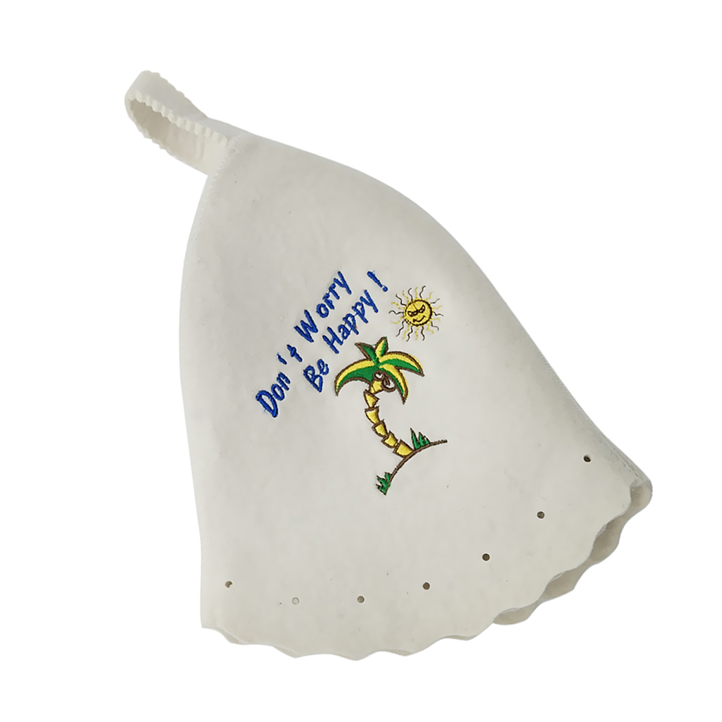 100% Wool Felt Sauna Hat Russian Banya Cap Embroidered Head Protection