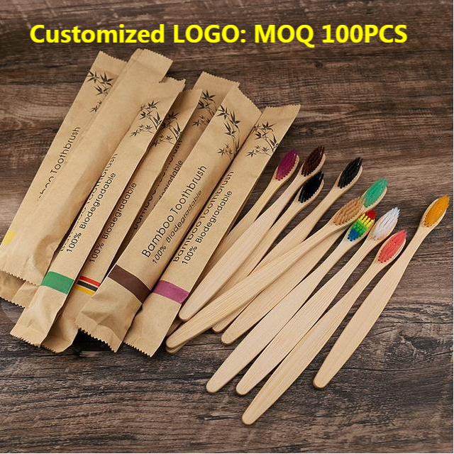 Best of 50 / 100Pcs Eco Friendly Bamboo Resuable Toothbrushes Portable Adult Wooden Soft Tooth Brush Customized Laser Engraving Logo Reviews & Tips