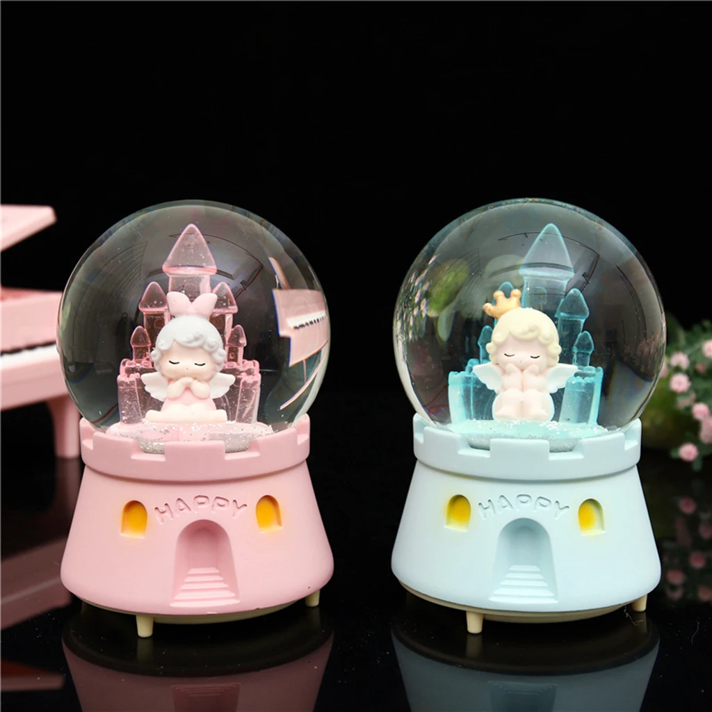 Musical Snow Globes 7 Color Changing Lights Glass Music Box for Christmas Valentine