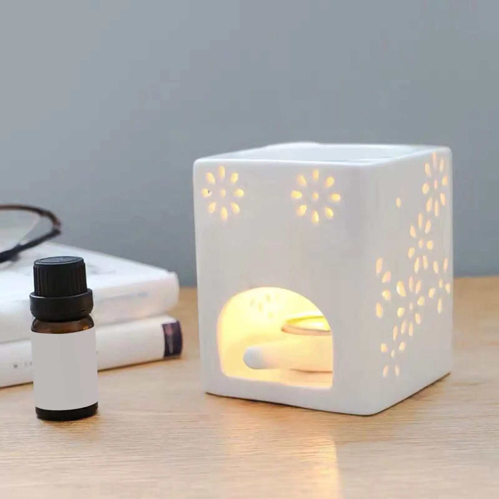 Ceramic Tealight Candle Holder Essential Oil Burner Aroma Diffuser Furnace Home Decoration Romantic White