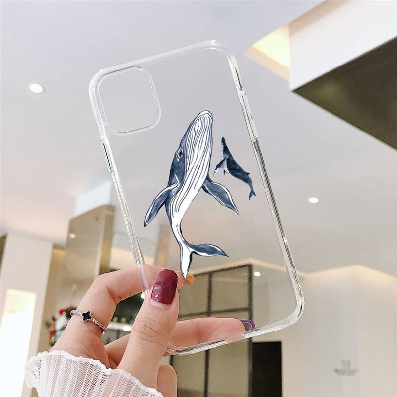 killer whale Phone Case for iPhone 11 12 13 pro XS max mini 6 6s 7 8 plus X XR SE2020 Samsung A 51 50 52 Transparent cover funda iphone 13 pro max case clear