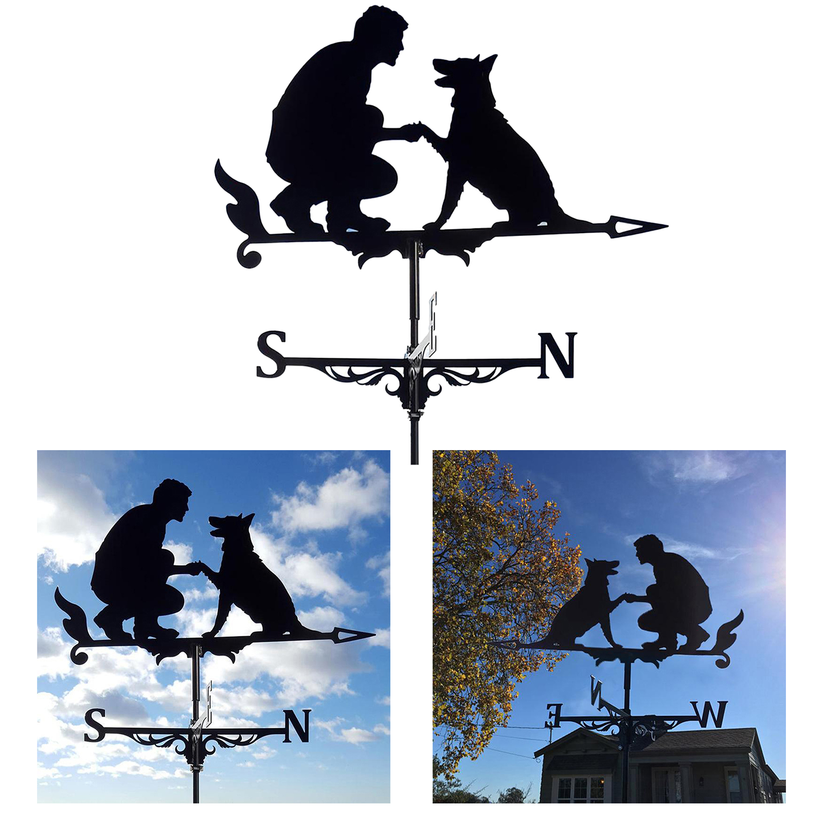 Weathervane Weather Vane Wind Direction Indicator Yard Garden Scene Stake Ornament Home Windmill Indicator Decorations