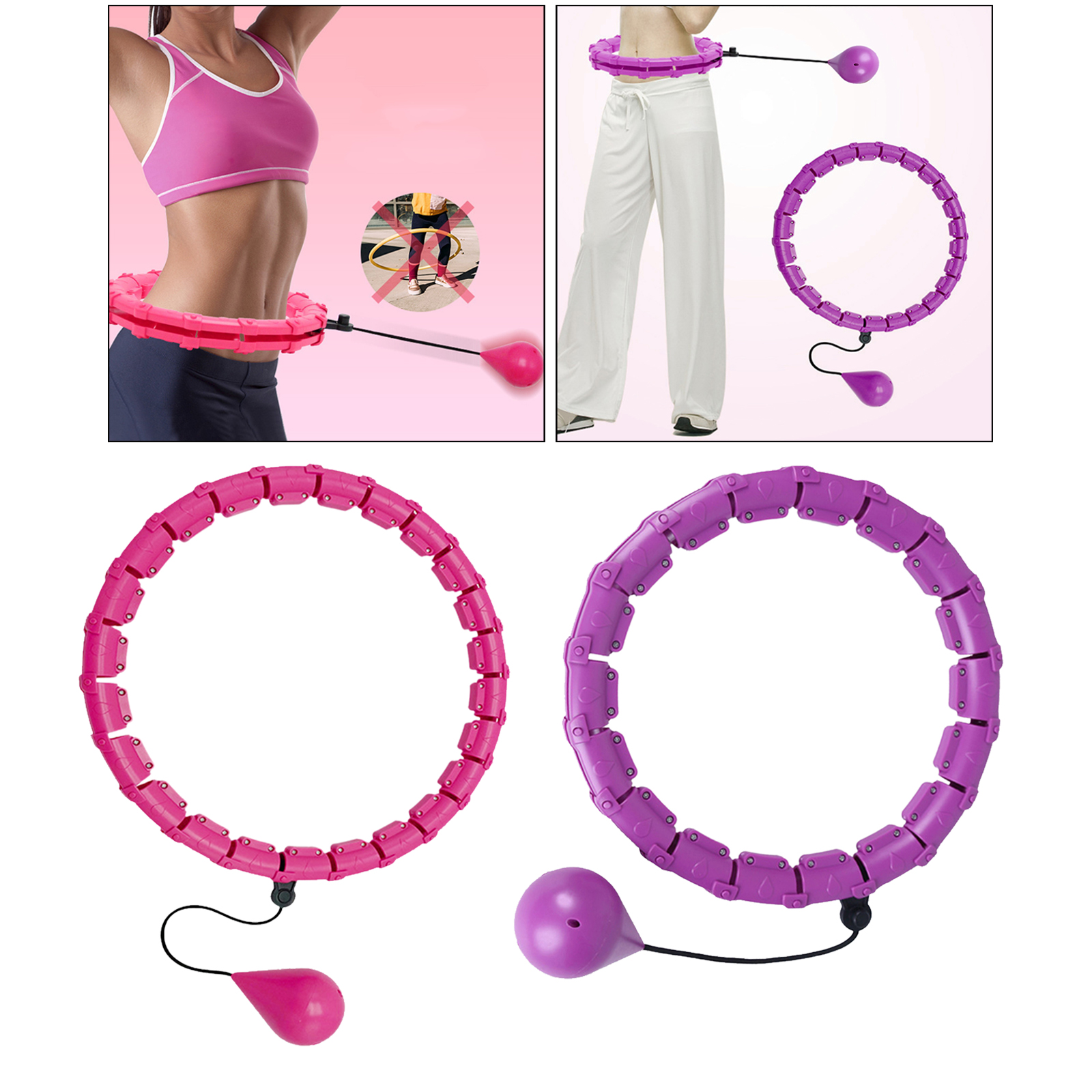 Hoop Adjustable Detachable Exercise Massage Belly Non-Fall Hoops Weight Loss