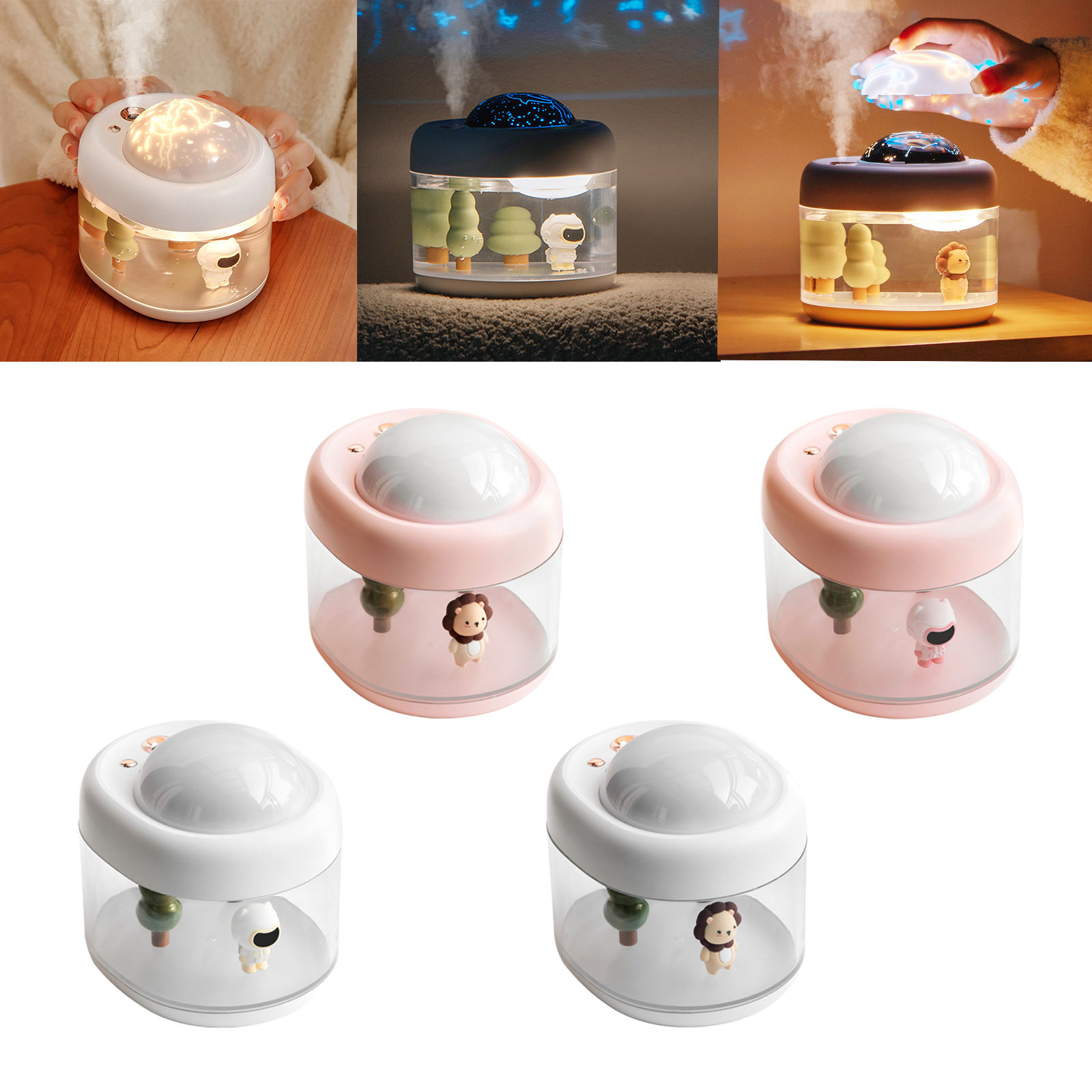 Mini Air Humidifier Aromatherapy with Projector 500ml Diffuser Night Light Function Rechargeable Cool Mist Humidifier for Car