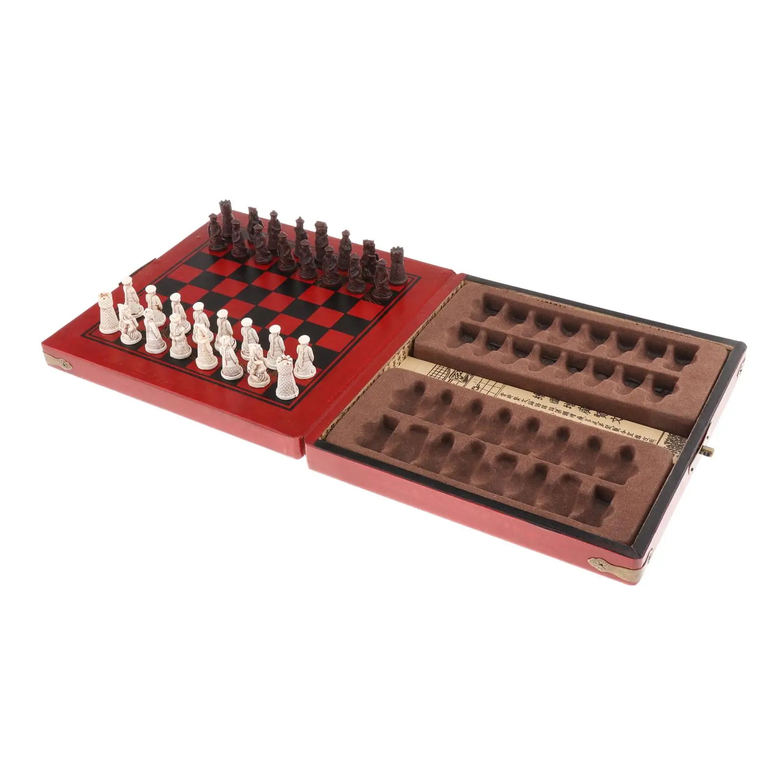 Foldable Handmade Wooden Chess Set with Storage Board Game Toy for Adults