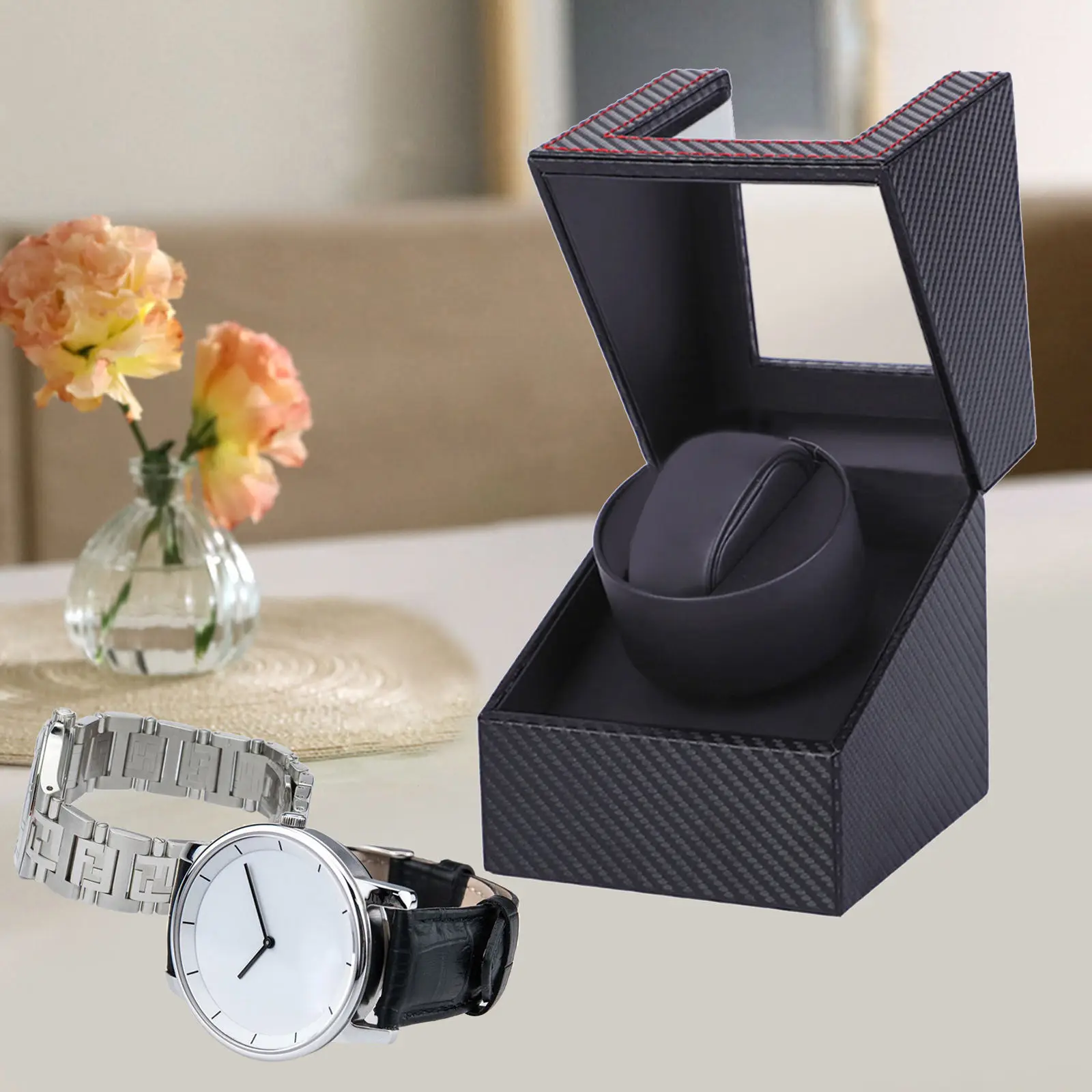 Battery Powered Automatic Watch Winder with Quiet Motor Wristwatch Box H
