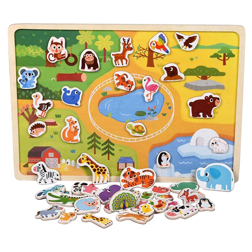 Wooden Montessori Educational Puzzle Toys Animal Jigsaw Puzzles for Preschool Children