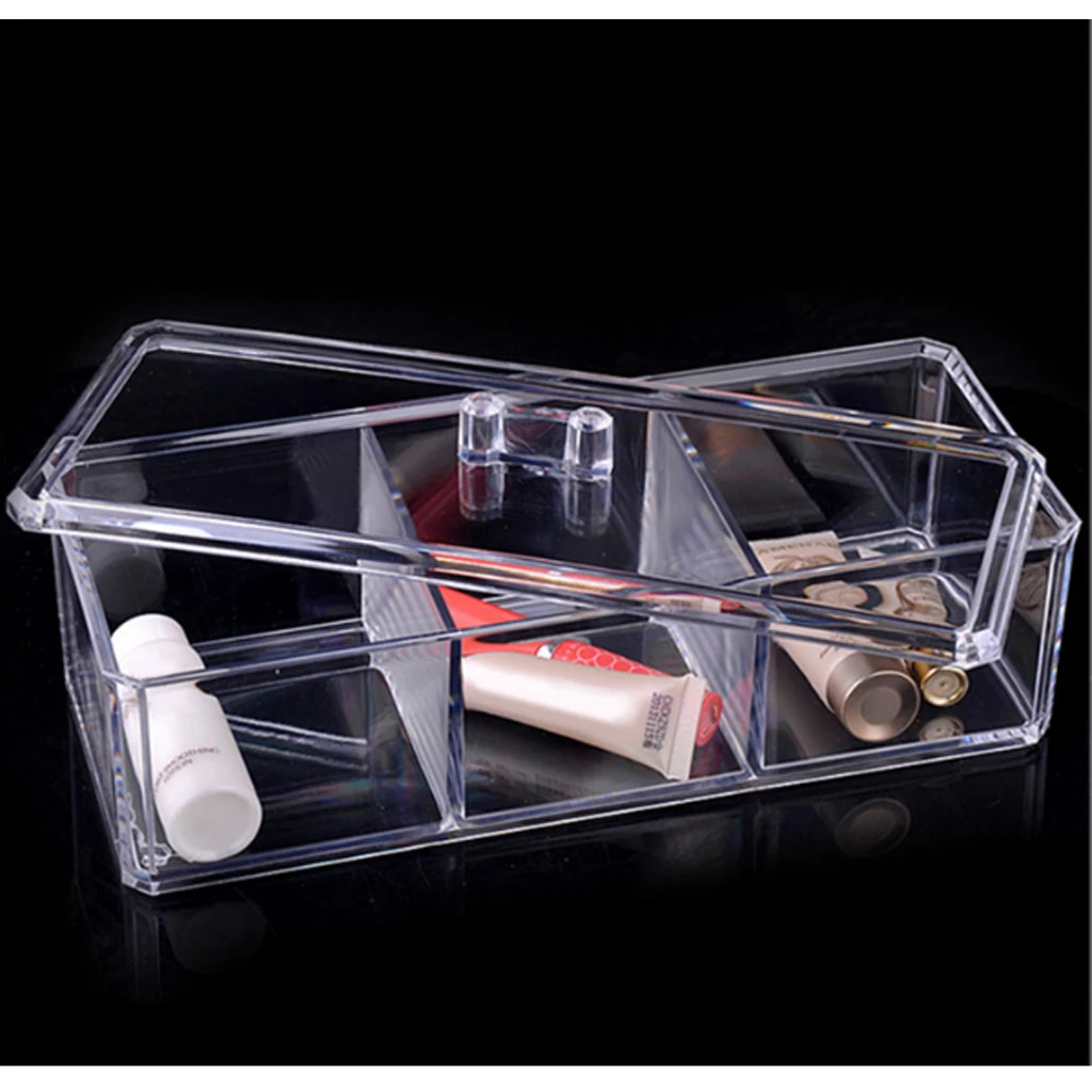 Rectangle Acrylic Stackable Cosmetic Organizer Box With Lid To Hold Makeup, Beauty Products - Dustproof