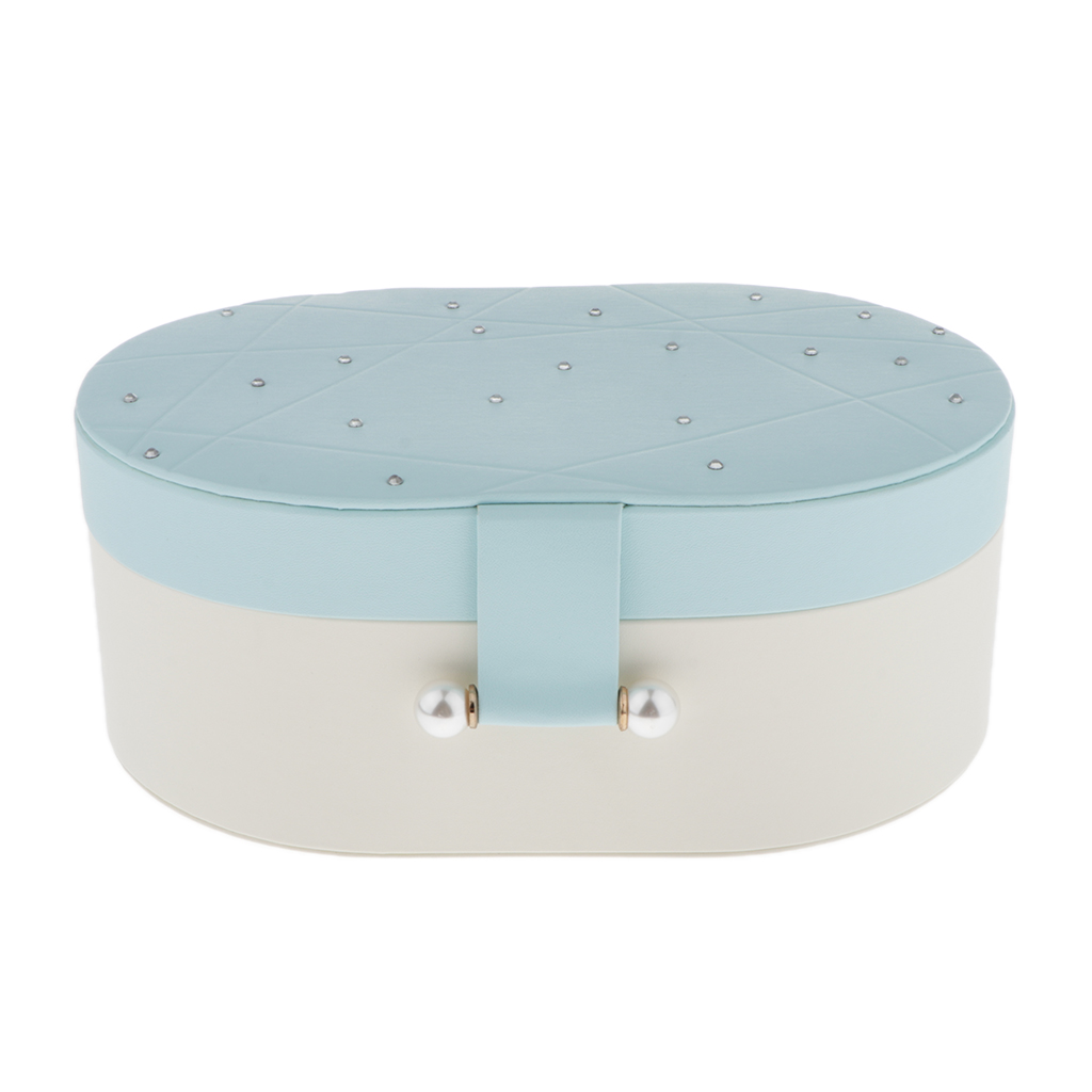 Artificial Leather Oval Double-Layers Jewelry Organizer Jewelry Storage