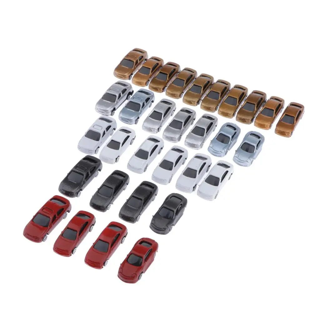 30x DIY Model Car, Miniature Car Building Train Layout Scale for Home, 1: 150