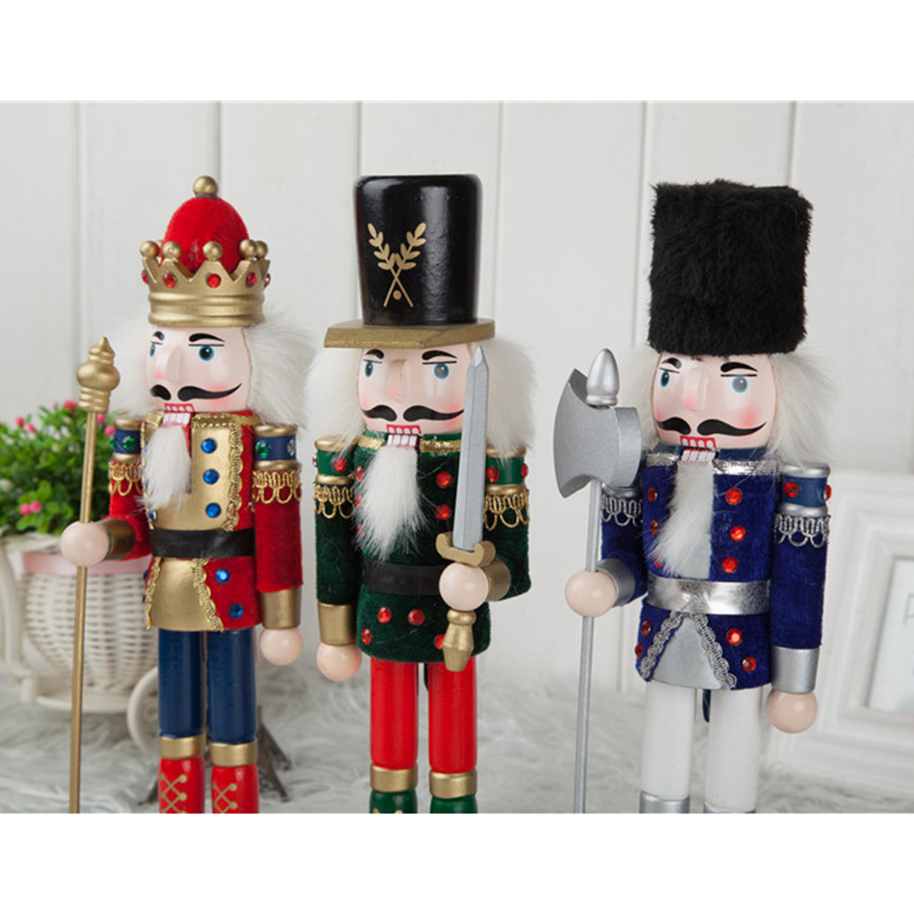 Red 30cm wooden nutcracker soldier figure puppet doll home decor toy