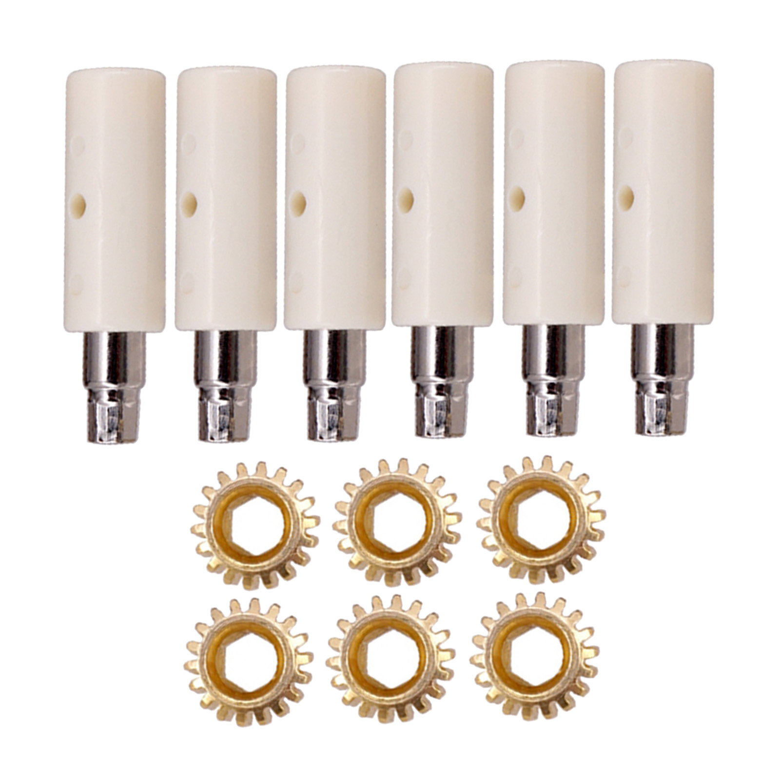 6pcs Hexagonal Open Gear Tuners Tuning Pegs Machine Heads Mount Hex Hole 1/18 1/15 Gears and Legs for Guitar Instruments