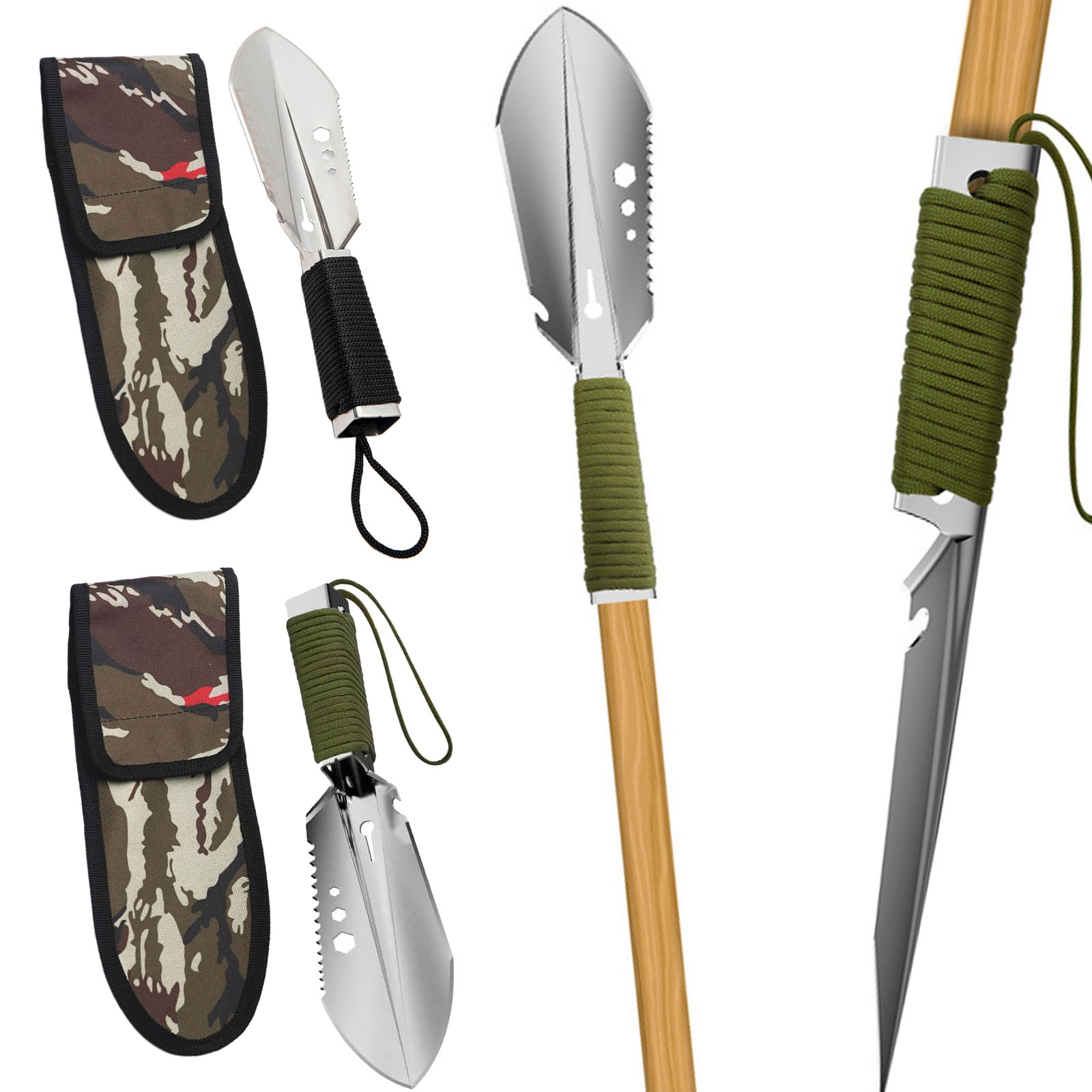 Multi Functional Garden Shovel Sawtooth Hex Wrench Digging Trowel Knife Spear Garden Bonsai Spade Tool 6 in 1 Multi-functional