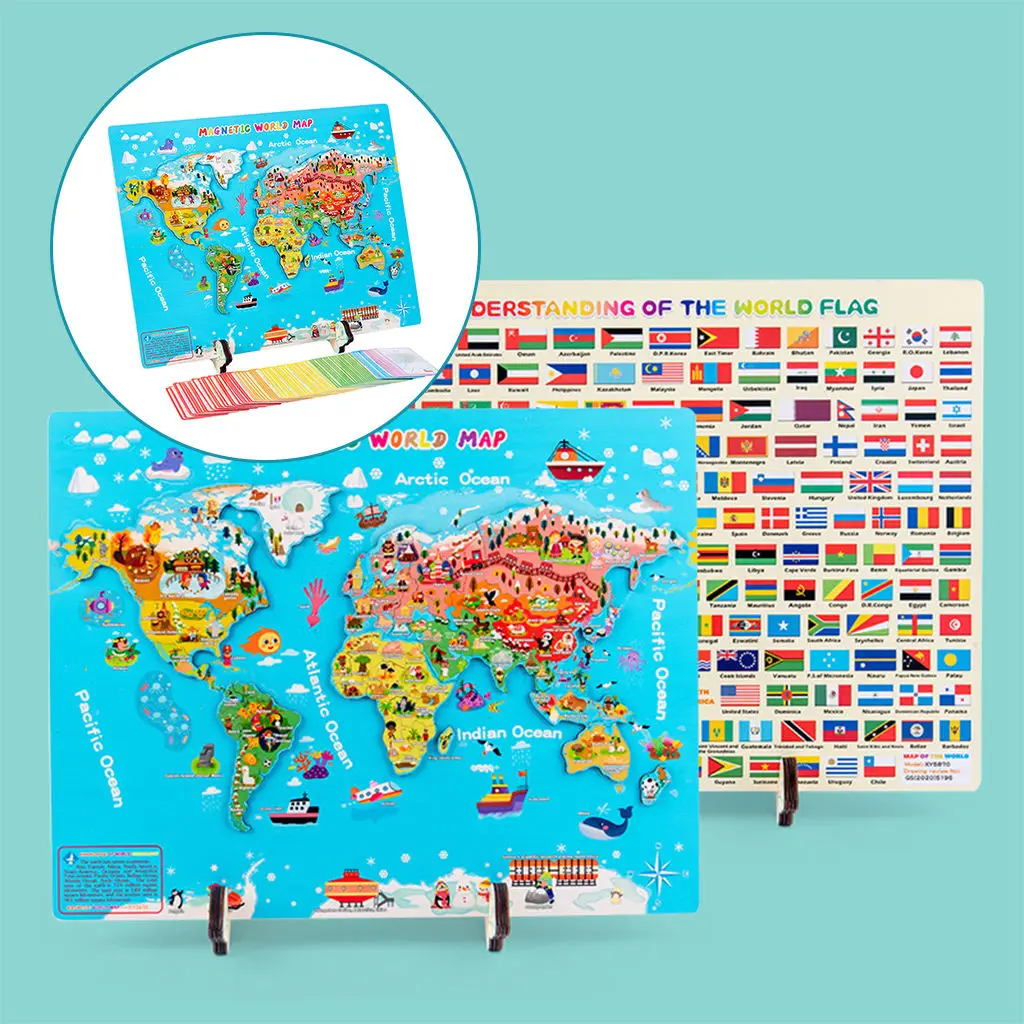World Map Puzzles Learning Geography Block Puzzles Recognition Challenge Toy