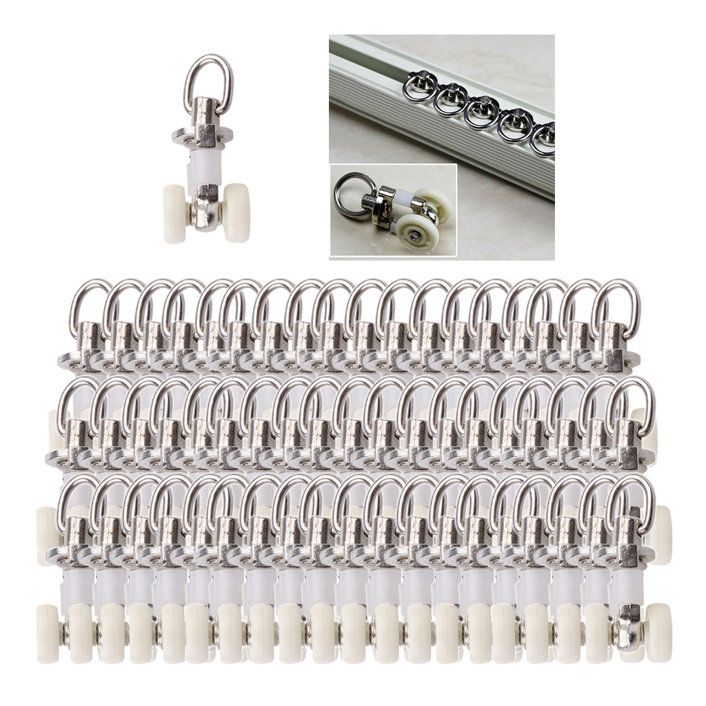 Pack of 20 Curtain Track Rollers Wheeled Carriers Drapery Rail Sliding Glider for Windows Shower Curtain Tracks