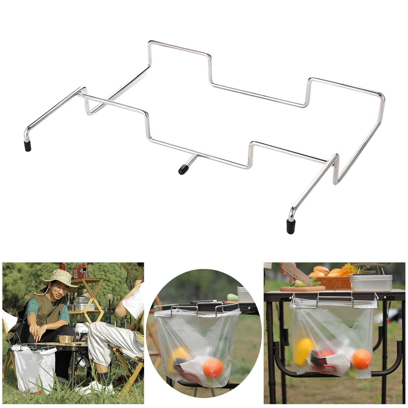 Trash Bag Holder Hanging Rack Kitchen Camping Waste Bins Bags Frame Bracket