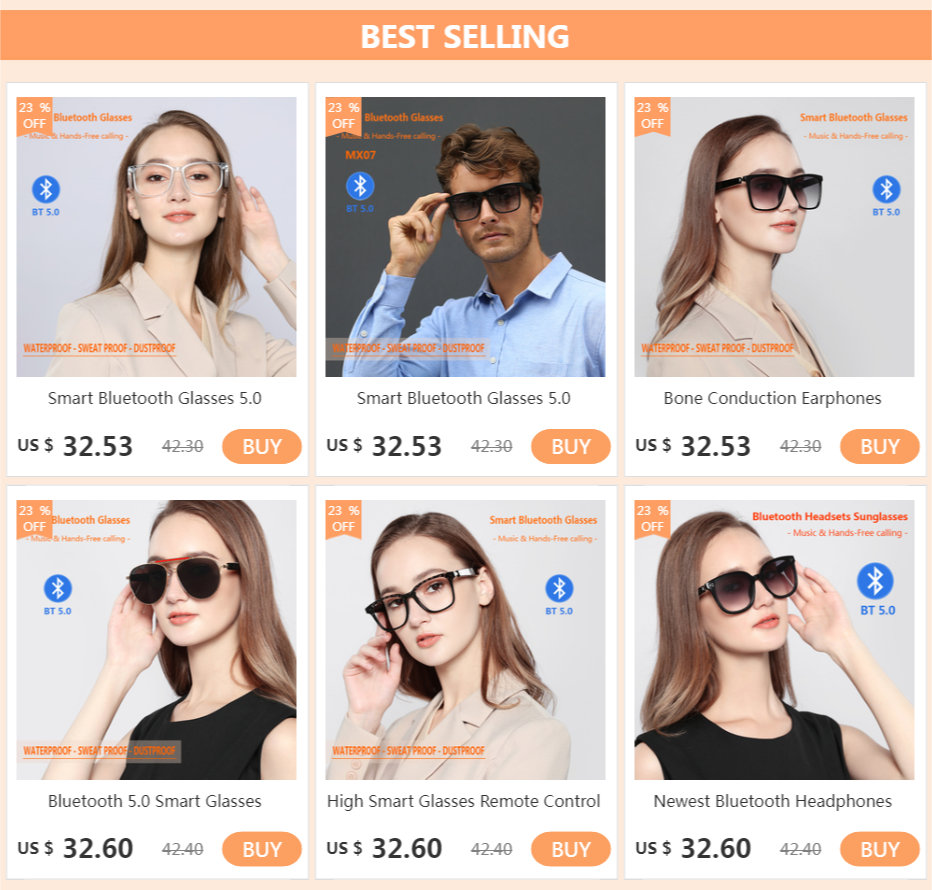 NEW Bluetooth Smart Glasses Men and Women Headphones Music Wireless