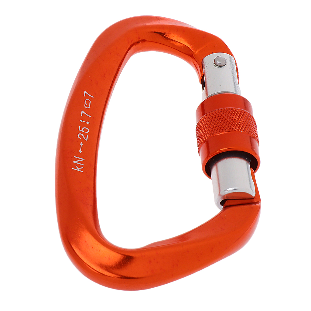 25KN Aluminum Alloy Strong Durable D Ring Screw Locking Safety Camping Climbing Carabiner Gate Opening Black/Orange/Blue