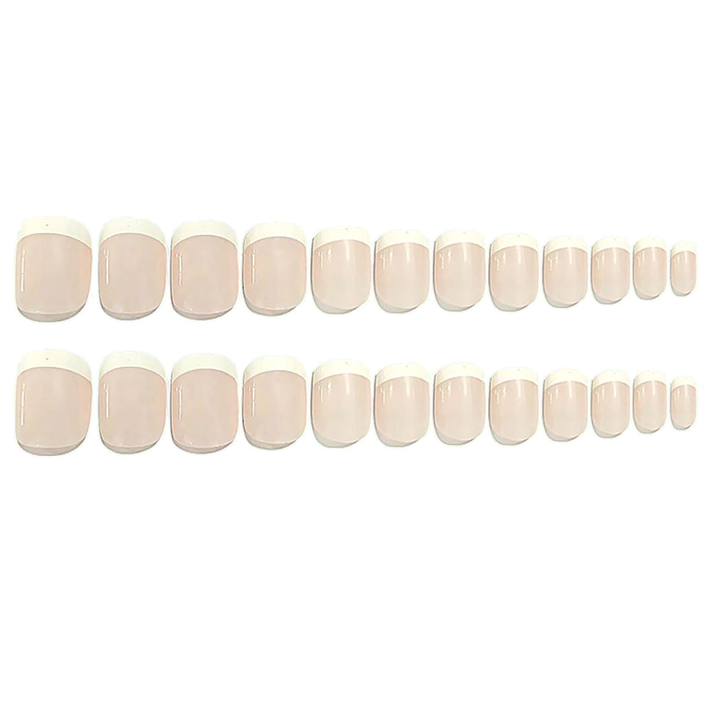 24pcs French Style Short False Nails Full Cover Nail Art Tips Light Pink