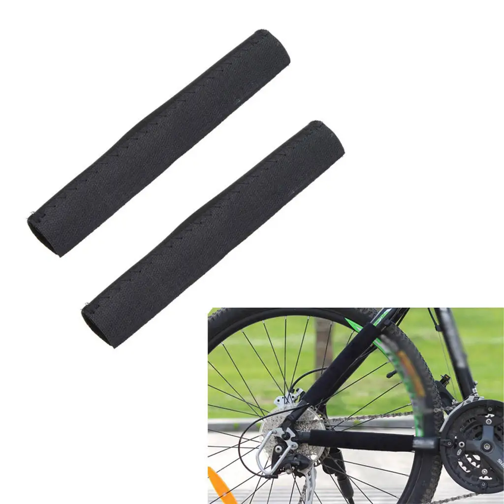 2Pcs Neoprene Chain Stay Protector Cycling Frame Cover Chainstay Bike Bicycle Cycle Equipment Black Washable