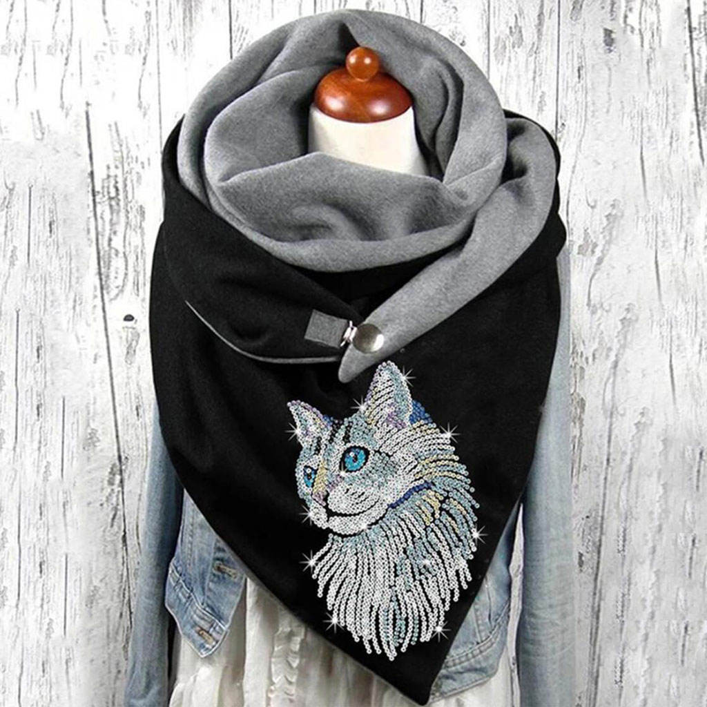 Scarves Retro Style Neckerchief Scarf Triangle Casual Shawl Blanket Warm Printing for Winter