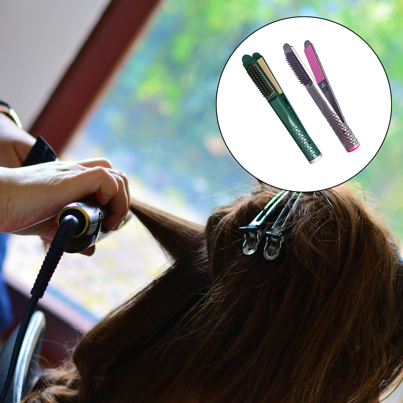 Straight Hair Artifact Curling Iron Electric Three-in-One convenient Professional Comb Dry Wet Adjustable 60W for Beauty Shop