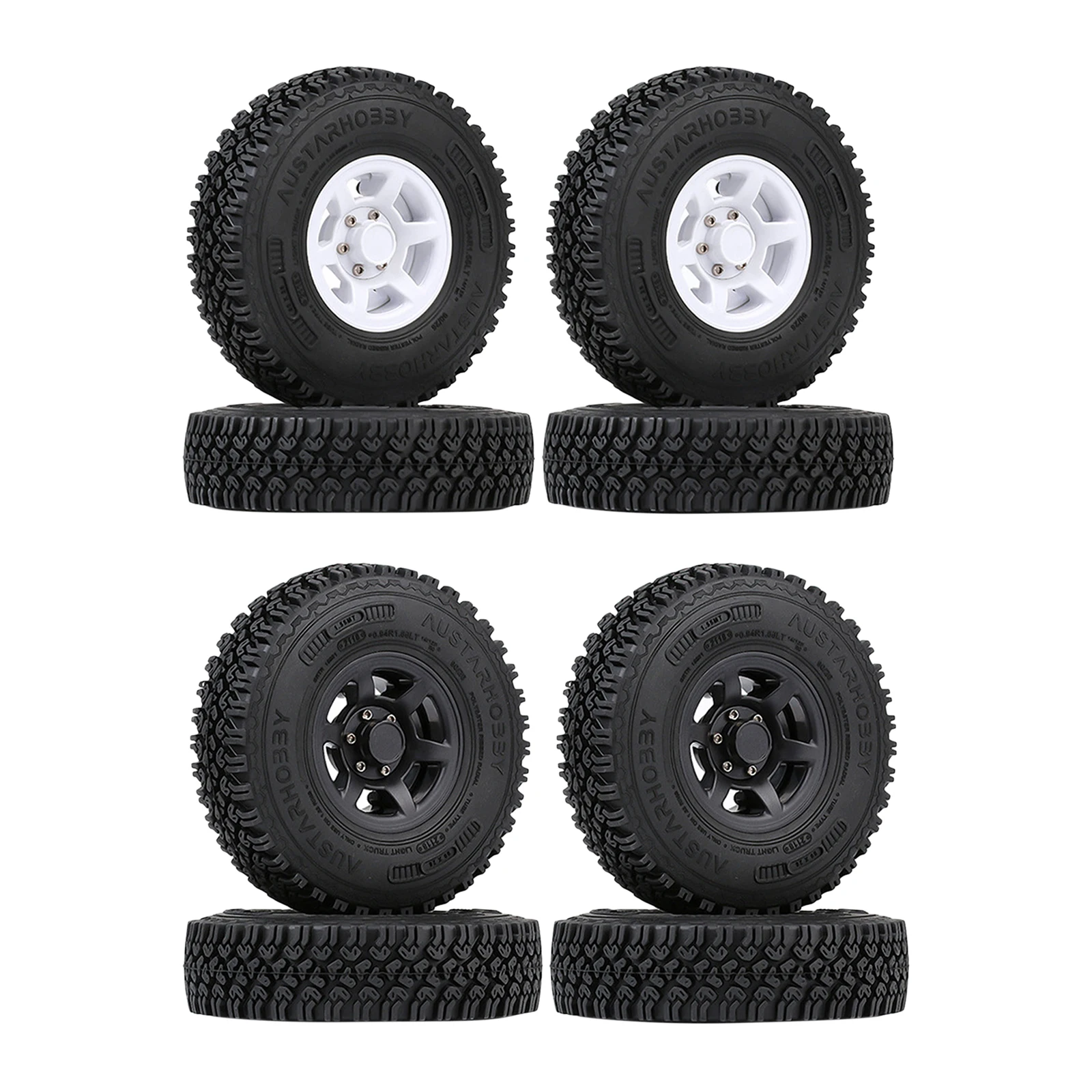 4x RC 1.9 Crawler Tires Tyre 1.55 Beadlock Wheel Rim Dia 90mm for Pajero CC01 CC02 LC70 LC80 D90 Model 1/10 Buggy Off-Road Truck