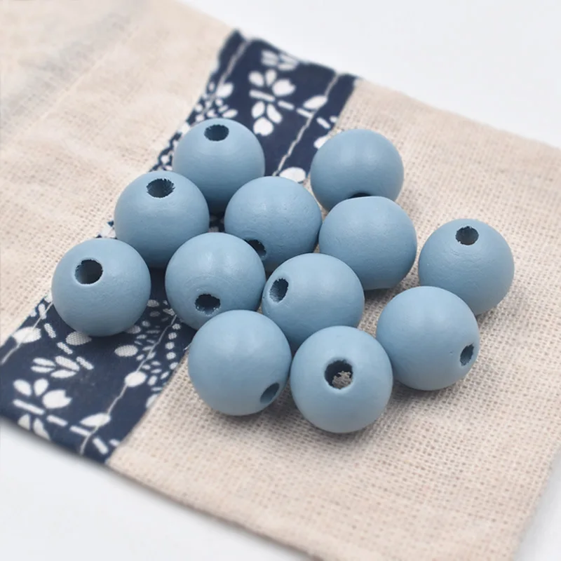 50Pcs/lot Natural Round Wood Beads 16mm Handmade Wooden Loose Bead for Necklace Bracelet Jewelry Making Color Wooden Beads