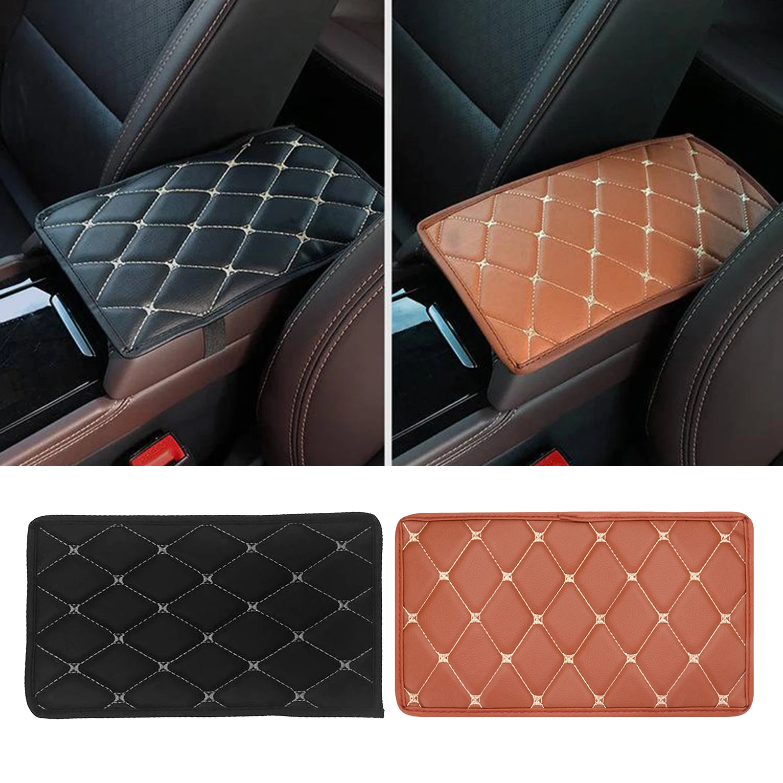 Auto Center Console Pad, Universal PU Leather Car Armrest Cover, Compatible with Most Car