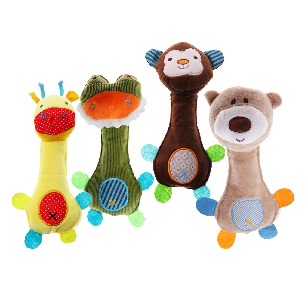 Infant Stuffed Animal Baby Hand Rattle BB Soft Plush Toy Doll
