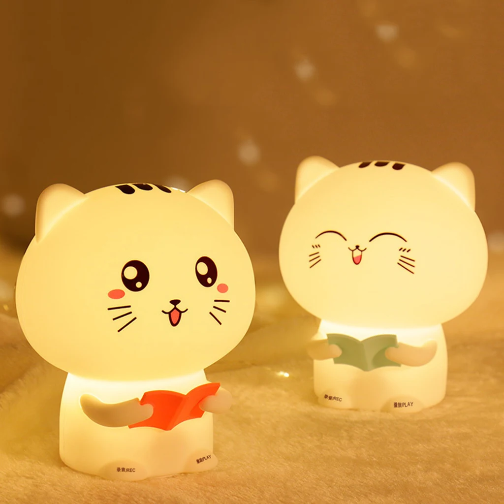 Kitten Night Light for Kids, LED Nursery Lamp for Toddler's Room, Cute Color Changing Silicone Baby Desk Lamp with Touch Sensor
