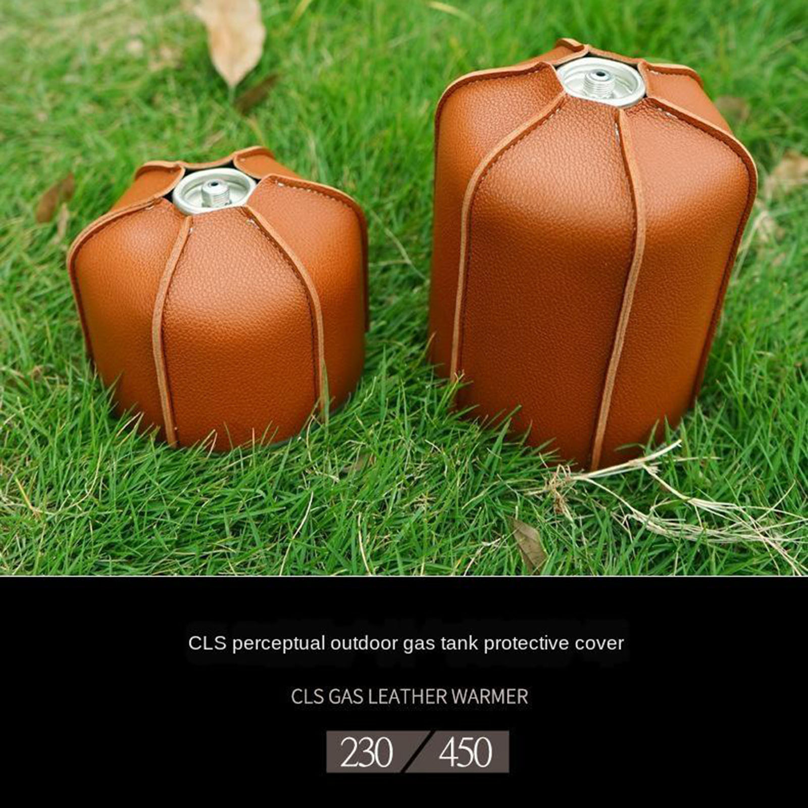 230G/450G Gas Canister Cover Brown PU Leather Retro Flat Gas Tank Fuel Cylinder Protective Case Bag for Camping Outdoor Hiking